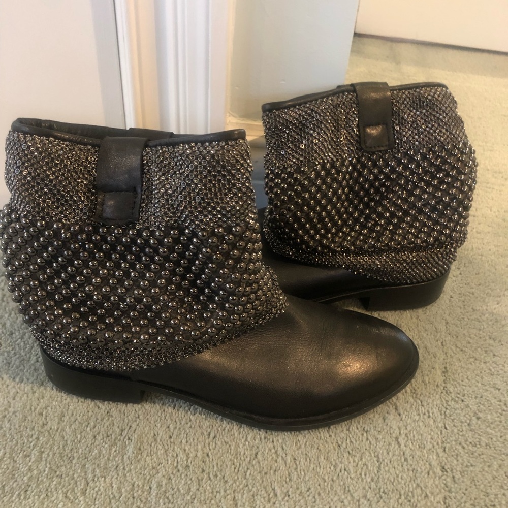 Black Boots - Chain and Sequin Detail Size 6